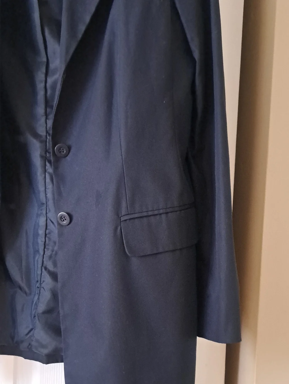 Jones New York Navy Cotton Single Breasted Button Blazer Lined Sz 12 Excellent